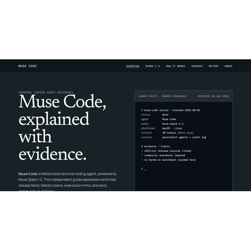 Newest AI tool: Muse Code Guide - Independent, source-traceable reference for Meta's terminal coding agent