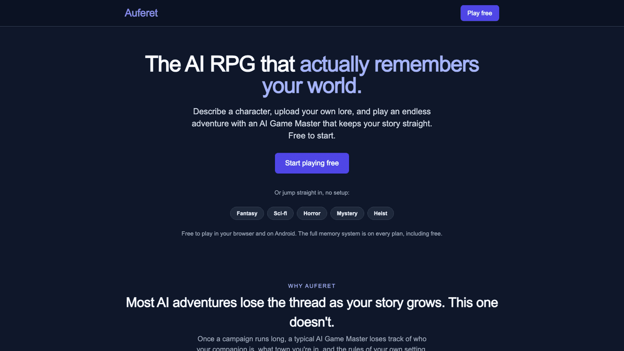 Auferet screenshot