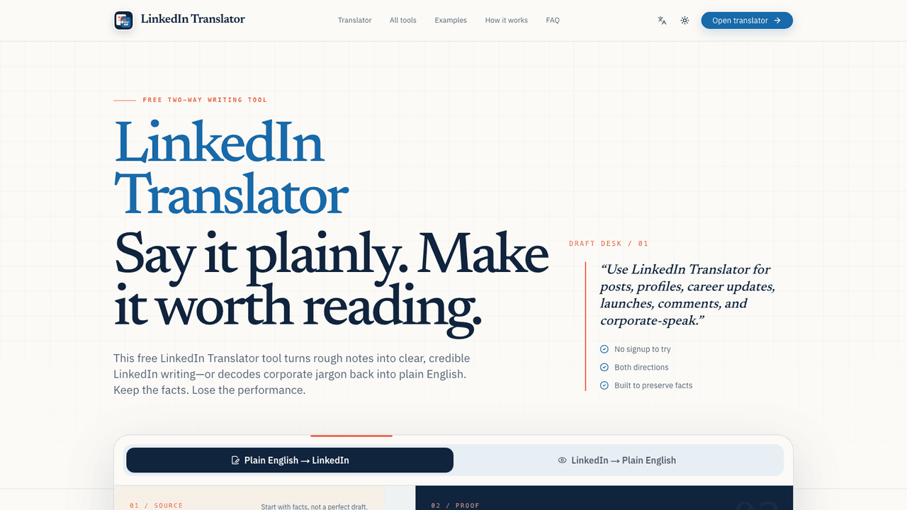 LinkedIn Translator screenshot