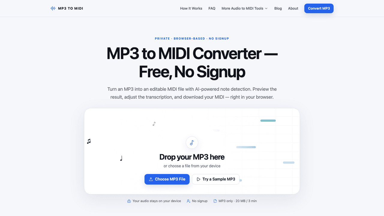 MP3 to MIDI screenshot