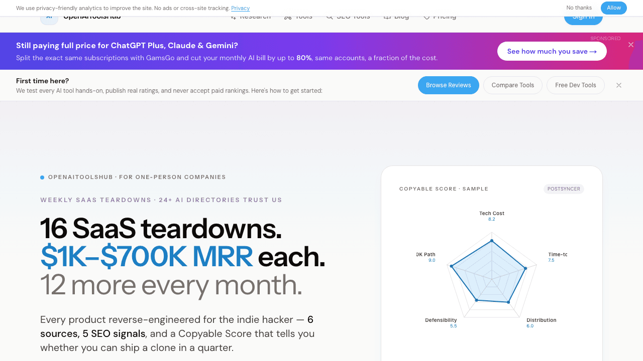 OpenAI Tools Hub screenshot