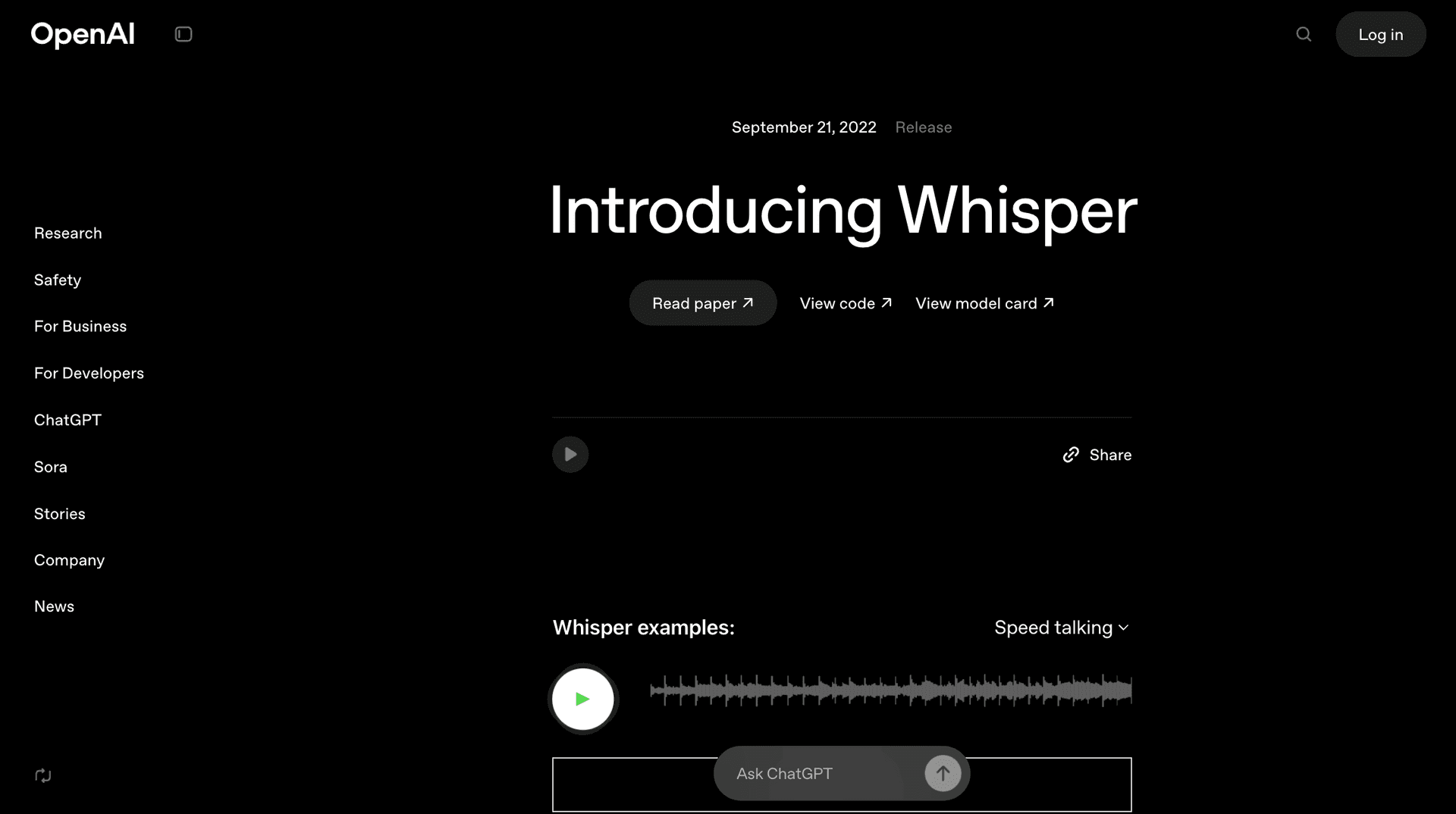OpenAI Whisper screenshot