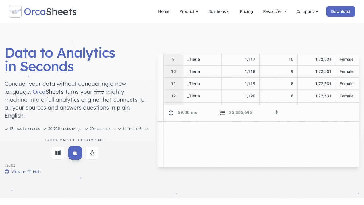 OrcaSheets screenshot
