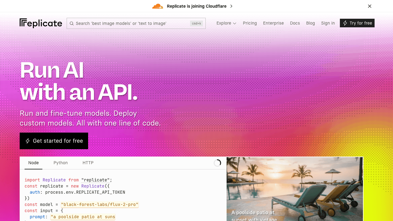 Replicate screenshot