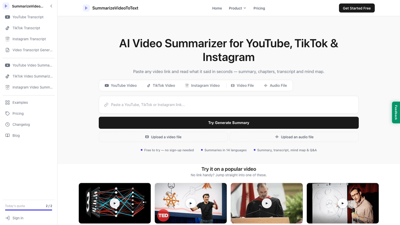 SummarizeVideoToText screenshot