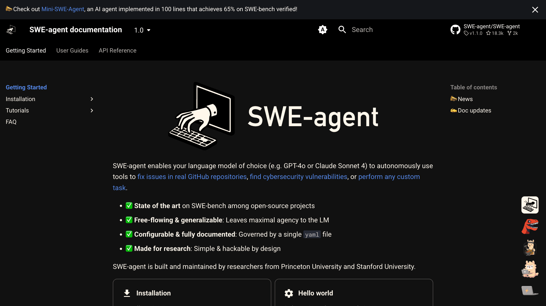SWE-agent screenshot