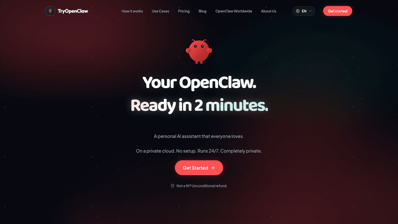 TryOpenClaw screenshot