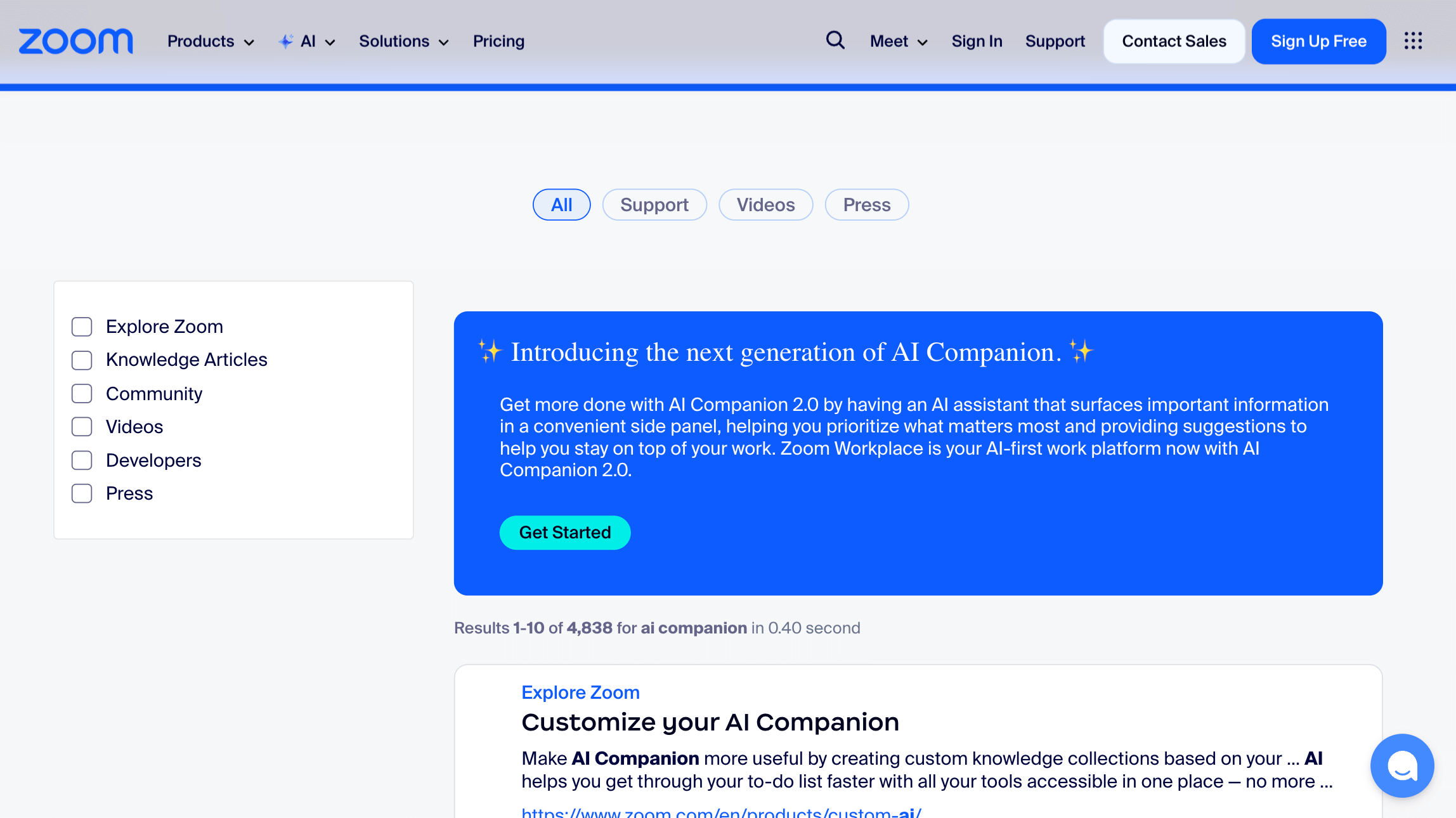 Zoom AI Companion screenshot